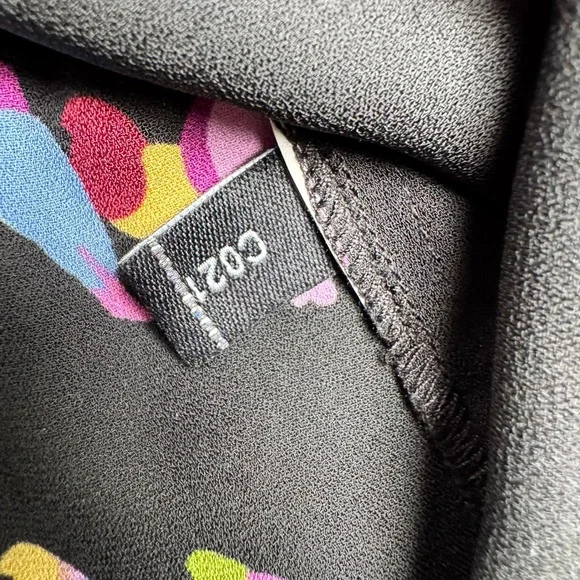 Kate Spade New York Womens Size S Bird Print Smocked High Neck Blouse Black - Picture 9 of 14